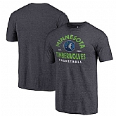 Minnesota Timberwolves Navy Vintage Arch Fanatics Branded Tri-Blend T-Shirt
